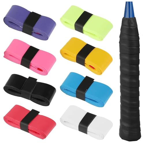 Funngy Badminton Griffband,8 PCS Griffband für Tennisschläger Badminton Squash & Padel Schläger Selbstklebendes Anti-Rutsch Griffband Super Saugfähig Mehrfarbige Griffbänder für Sportschläger