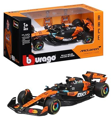Bburago - McLaren F1 MCL39 2025#81 Piastri, 1:43 Scale Diecast Car with Authentic Details, McLaren F1 Replica, Papaya/Black Livery, Officially Licensed, Recommended Age 3+ Years