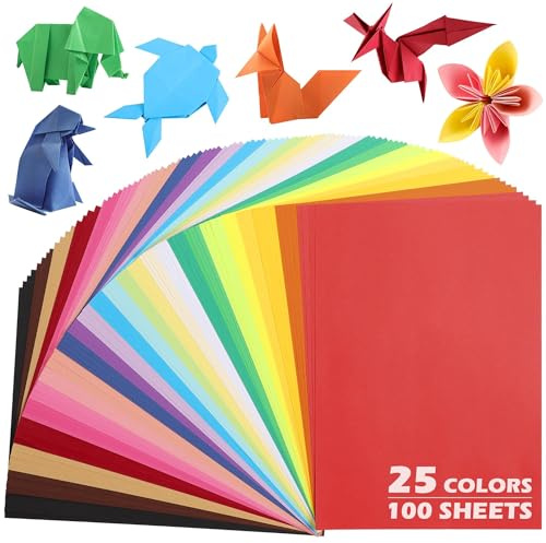 A4 Coloured Origami Paper 25 Colours 100 Sheets 70gsm Double-Sided | Uncle Paul Coloured Folding Copy Paper for Diy Arts, School Crafts For Kids And Adults UAP200D