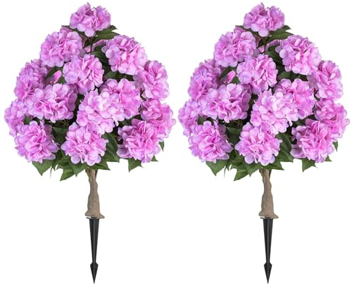 BLOSMON Hydrangea Topiary Trees Artificial for Outdoor, Pink, 2 Packs