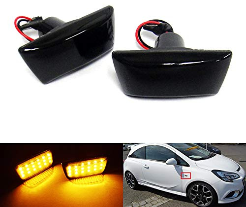 RZG 2x Black Smoked Lens Side Indicator Amber LED Marker Repeater Light For Adam Astra H GTC J Corsa D E Insignia Meriva Zafira