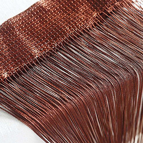 Tür-Vorhang / Wandpaneel mit Fransen, für Fenster, Zuhause, Terrasse, Schlafzimmer, Hochzeit, Restaurant idealer Raumteiler, dekorative Quaste, Polyester, coffee, 100_x_200_cm