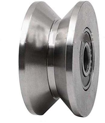 Chiloskit Schwerlast-Türrad, 6,9 cm, 304 Edelstahl, Schiebetorrollenlager, V-Nut-Führung, Riemenscheibe, Schienenschiene, starre Lenkrolle zum Heben von Schwingschiebetor