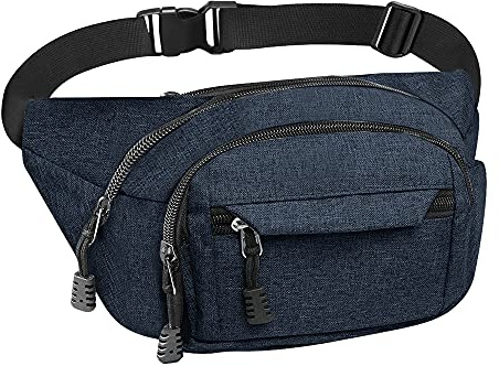 Bumbag Waist Bag, Waterproof 4 Zip Pockets Running Waist Pack Bag for Men Women Adjustable Belt Waistpacks for Outdoors, Sport, Hiking, Travel