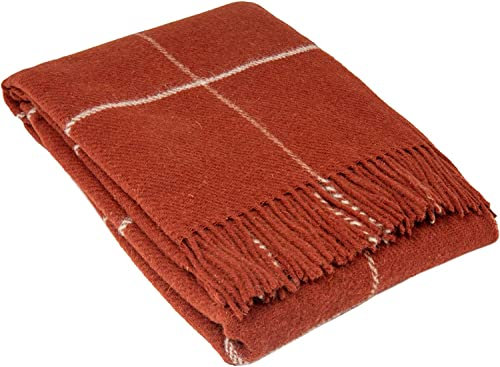 Manta de Lana 140x200 cm, 100% Pura de Nueva Zelanda, Plaid de Lana Suave para Cama y Sofá, Colcha como Cubrecama para Sofás, Elegante Cubrecama con Flecos – Nostra Zelandia Wool Manta Grande