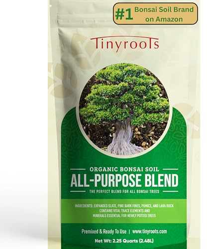 Bonsai Soil Mix by Tinyroots - All Purpose Bonsai Soil Mix Ready to Use Blend, Used for All Varieties of Bonsai Trees, 2.25 Quarts