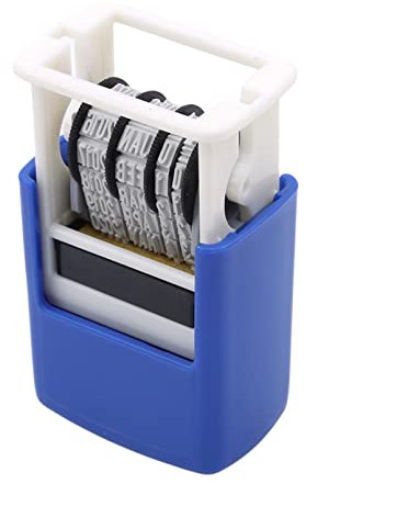 COMSY Mini-Datumsstempel 4 Mm Verstellbar Selbstfärbend Datumsstempel Selbstfärbend Manuell Verstellbar Für Büro Lehrer Und Rechnung Jahr/Monat/Tag,Blau