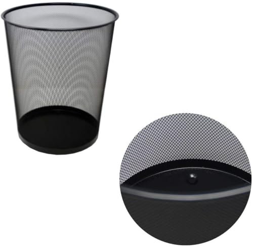 Cestino in Rete Metallica 19 Litri Ø30 x 35 cm. Cestini per la Carta o per Tavolo da Lavoro, Cestino per Ufficio, Casa, Camera (Nero)