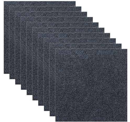 YAYODS 50Pcs Self-Adhesive Grey Carpet Tiles, 30 x 30cm Anti-Slip Durable Square Flooring, Easy Peel and Stick Carpet for Office, Living Room, Bedroom