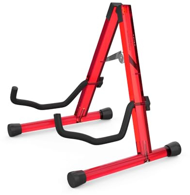 MUSO Support de guitare acoustique, support de guitare électrique classique en acrylique, support pliable pour guitare basse, accessoires de guitare (rouge)