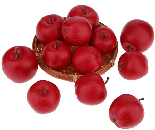 Gresorth 15 Pezzi Artificiali Scuro Rosso Mela Decorazione Falso Frutta Modello Finto Set Display Realtào Vegetale Ornamento per Matrimonio Vaso Riempitivo