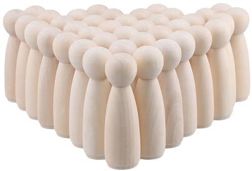 KEILEOHO 40 pezzi 9 cm Bambole Artigianali da Colorare, Figure Familiari in Legno da Dipingere, Persone in Legno Fai Da Te Uomo Donna per Natale Compleanno Decorazione