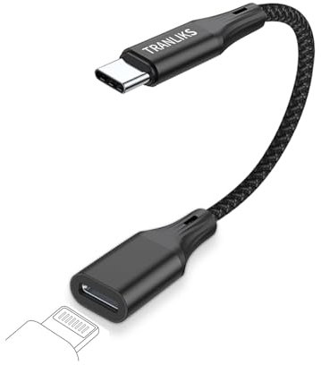 TRANLIKS USB C to Lightning Female Adapters 60W PD Fast Charging and Data Transfer for Apple 15/16. - Black
