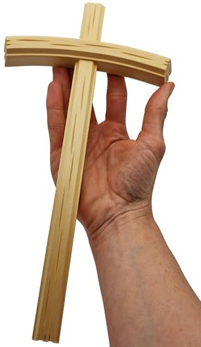 Lunexus Croce da parete 28 cm, in legno di tiglio naturale laccato con vernice naturale benedetto con certificato per montaggio a parete, croce in legno, cattolica cristiana, realizzata a mano, idea