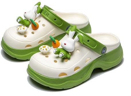 Sabot Souple Femme Ete Confortable EVA Imperméable Sabot Plastique Jardin Antidérapant avec Charms Kawaii Sandales Clogs Classic Plate-Forme De Wedge Tailles La Maison,l'extérieur Et L'intérieur