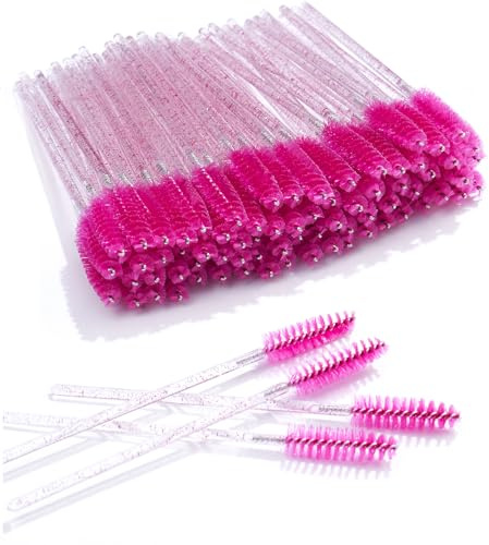 300 PCS Pennello per Ciglia -Pennello per Sopracciglia Monouso - Spazzola Per Ciglia Per Extension Ciglia/Sopracciglia- Sopracciglia Make Up - Scovolino Mascara Monouso-Pennello Trucco - Rosa Rossa