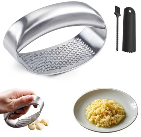 Premium Knoblauchpresse Aus Edelstahl, 2025 Neu Knoblauchwippe, Knoblauchpresse Spülmaschinenfest, Handlich & Leicht Zu Reinigen, Garlic Press Für Zerkleinert Knoblauch & Ingwer Mühelos (1)