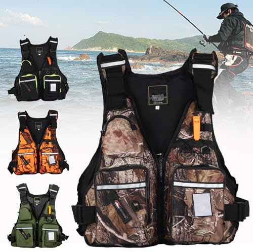 Gilet Da Nuoto Di Sicurezza Per Giubbotto Di Salvataggio Per Adulti, Aiuto Al Galleggiamento Da Pesca Regolabile Con Tasche Multiple Gilet Leggero(Camouflage)