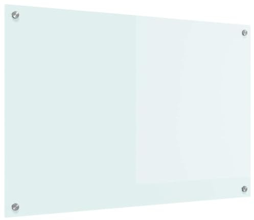 vidaXL Küchenrückwand Weiß 90 x 60 cm Gehärtetes Glas, Moderner, stabiler Küchenoberflächen-Style: Hitzebeständige Glasrückwand für coole Upgrades und modernen Flair