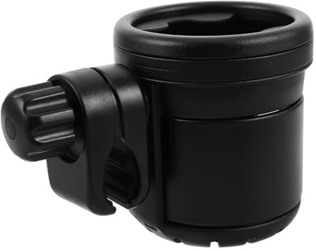 Toyvian Porte-Gobelet Pivotant pour Fauteuil Roulant et Poussette Support Boisson Sécurisé Noir Compatible Déambulateur et Chariot Fixation Robuste et Portable