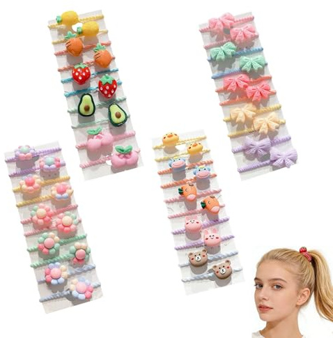 CutitiUU 40 pezzi di cerchietti per capelli per bambini con fiocchi floreali e animali,fermacoda per bambine, accessori simpatici con fiocchi e fiori per neonate e ragazze