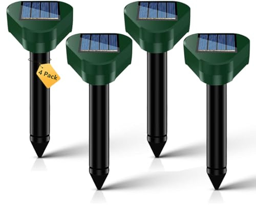 Dissuasori per Talpe, Dissuasore per talpe, Repellente di Talpe Solare per Giardino e Campeggio, Anti Topi, Serpenti IP65 ImpermeabiLe - Verde 4 PCS