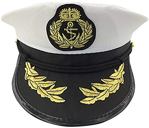 thematys Authentische Kapitäns Mütze – Perfekt für Marine Kostüme, Unisex für Herren & Damen, Ideal für Fasching & Karneval (Style001)