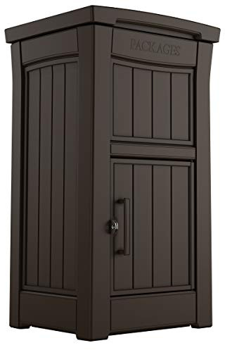 Keter Delivery Box for Porch with Lockable Secure Storage Compartment to Keep Packages Safe, One Size, Brown