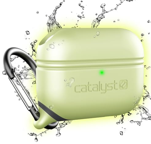 Catalyst Wasserdichtes Special Edition Case für AirPods Pro (1. und 2. Generation), kompatibel mit kabellosem Laden, einteiliges Design, hoher Fallschutz, mit Karabiner, Soft-Touch – Glow in The Dark