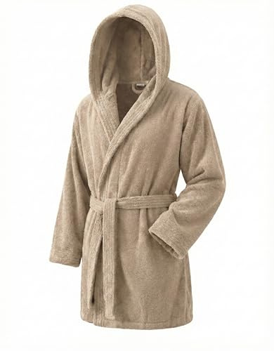 Top Towels – badrock unisex – för kvinnor och män – med huva – 100% bomull – 500 g/m² – av frotté, Kamel, M