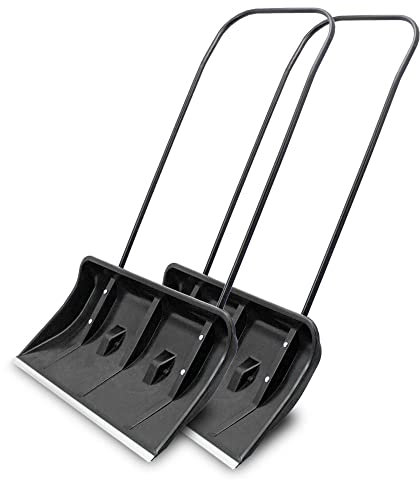 Bituxx Schneeschieber 80cm Schneeschaufel Schneewanne Schneeschild extra Breit mit Bügelgriff und Räder (2 Stück)