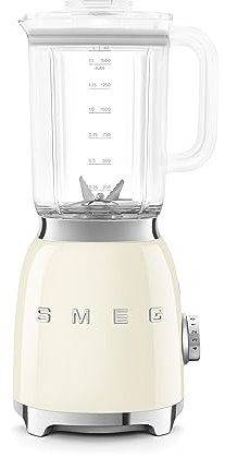 Smeg BLF03CRUK Retro 50's Style Jug Blender with Stainless Steel Blades, 4 Speed Settings and 3 Pre-set Programs, 1.5 Litre, 800W, Cream