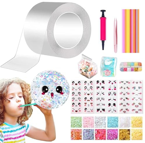 PLATEYTR 28 Pezzi Nano Tape Bubble Kit, Nano Tape Bubble Set, Kit Fai da Te per Ragazze per Regali di Compleanno, Regali di Festa e Altro Ancora!