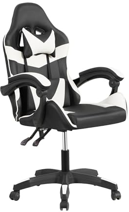 Cribel Poltrona Racing Alfa Nera E Bianca in Similpelle Ergonomica Con Schienale Alto, Supporto Testa E Altezza Regolabile, Ideale Per Gaming E Ufficio, 65x62x105/110 Cm