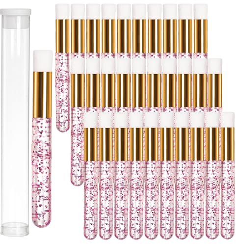 Hiceeden 60PCS Lash Shampoo Brushes Set, Glitter Crystal Eyelash Extension Cleaner Brushes, Nose Pore Deep Cleaning Brush, Blackhead Remover Lash Extension Brushes, Pink (30pcs Brush and 30pcs Tube)