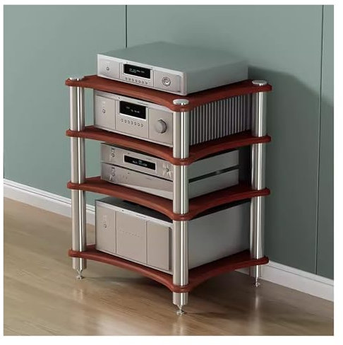 ZCFLWR Meuble Chaine HiFi Support D'enceintes for Amplificateur Stéréo À 4 Niveaux, Unité De Rangement for Composants Multimédias, Lecteur DVD/Console De Jeu/décodeur TV/routeur WiFi/décodeur Câble