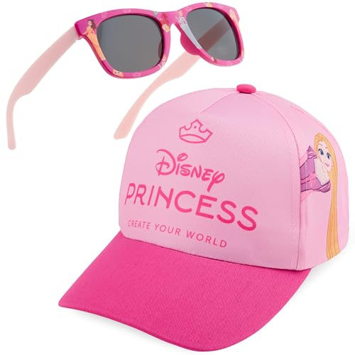 Get Trend Disney Princess Occhiali da Sole e Cappello Bambina Set Regolabile Cappello Protezione UV400 Occhiali da Sole (Rosa Disney Princess)