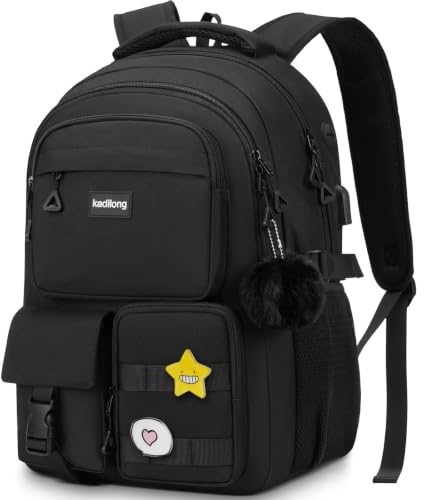 kadilong Sac à Dos Scolaire Fille École Collège Lycée,Sac à Dos Ordinateur Portable 17.3 Pouces Femme pour Voyage et Travail