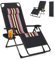 LIJYITF Sonnenliege Klappbar, Liegestuhl Garten,Gartenliege Extra Breit Inkl, Klappliege mit Getränkehalter und Kissen, Sonnenliege Tragkraft 160kg, Liegestuhl für Garten Pool (Schwarz-one)