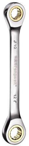 sourcing map Double Box End Ratcheting Wrench Spanner, 10X12mm 72 Teeth 12 Point Cr-V Metric Ratchet Wrench Gear Spanner Tool for Repair Assembly