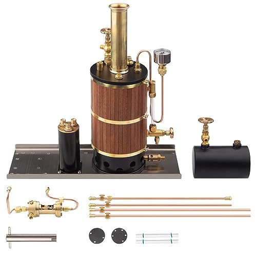 Joytopiaminds Steam Boiler Model Kit for Steam Engines, 230mL Vertical Steam Boiler with Solid Alcohol Fuel Burner, Heat Insulation & 0.5MPa Safety Valv for Marine Steam Engine Model & Live Steam Boat