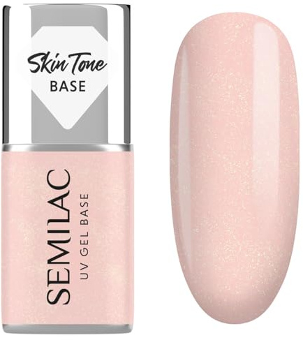 Semilac Skin Tone Cover Base Glitter Peach 7 ml