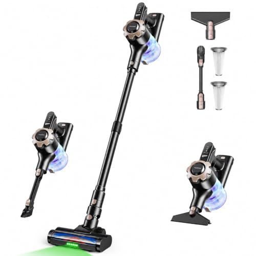 Trucozie Cordless Vacuum Cleaner, 8-in-1 Lightweight Stick Vacuum with 45mins Runtime, Powerful Suction, Vacuum Cleaners for Home, Hardwood Floors, Carpet, Pet Hair, Black