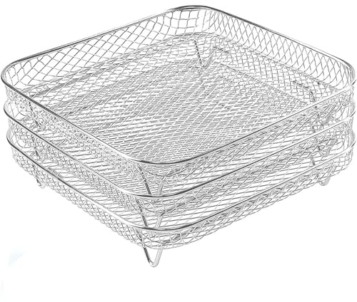 BUBEFSKD 3 Layers Grill Stands Air Fryers Stackable Rack 304Stainless Steel Dehydrator Racks Grilling Racks For Restaurant Kitchen Cooking Accessory Set