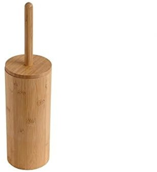 Woodluv Round Natural Bamboo Wood Toilet Brush & Holder