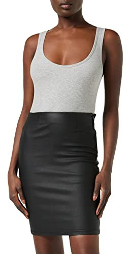 PIECES Damen Pcparo Hw Coated Skirt/Noos Bc, Schwarz, L