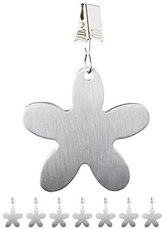 Relaxdays 8er Set Tischdeckenbeschwerer, Tischtuchbommeln zum Beschweren, Blume, In- & Outdoor, Edelstahl, Silber