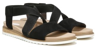 Dr. Scholl's Sandales plates à lanières Islander pour femme, Microfibre noire, 40.5 EU