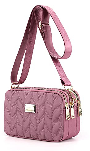 YANAIER Ladies Girls Multi-Pocket Small Crossbody Shoulder Bag Water Repellent Nylon Cellphone Purse Wallet Taro Purple
