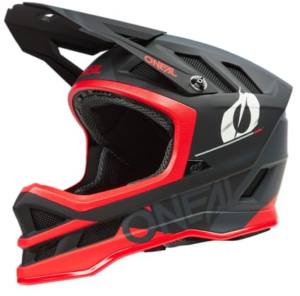 O'NEAL | Casco de Bicicleta de montaña | MTB Downhill | Aberturas de ventilación para el Flujo de Aire, Carcasa Exterior de ABS | Casco Blade POLYACRYLITE Haze V.23 | Adulto | Negro Rojo | Talla S